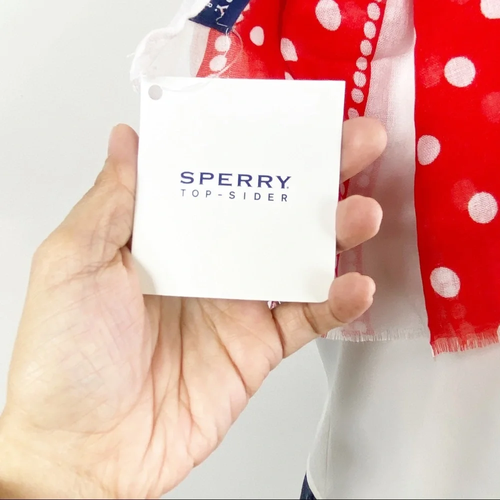 Sperry nautical blue orange scarf anchor polka dot